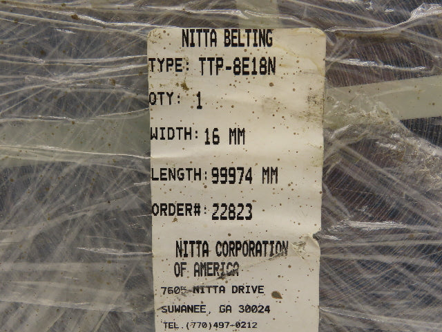 Nitta TTP-8E18N Flat Conveyor Belt 16mm x 328' Blue White Fabric Machine Tape