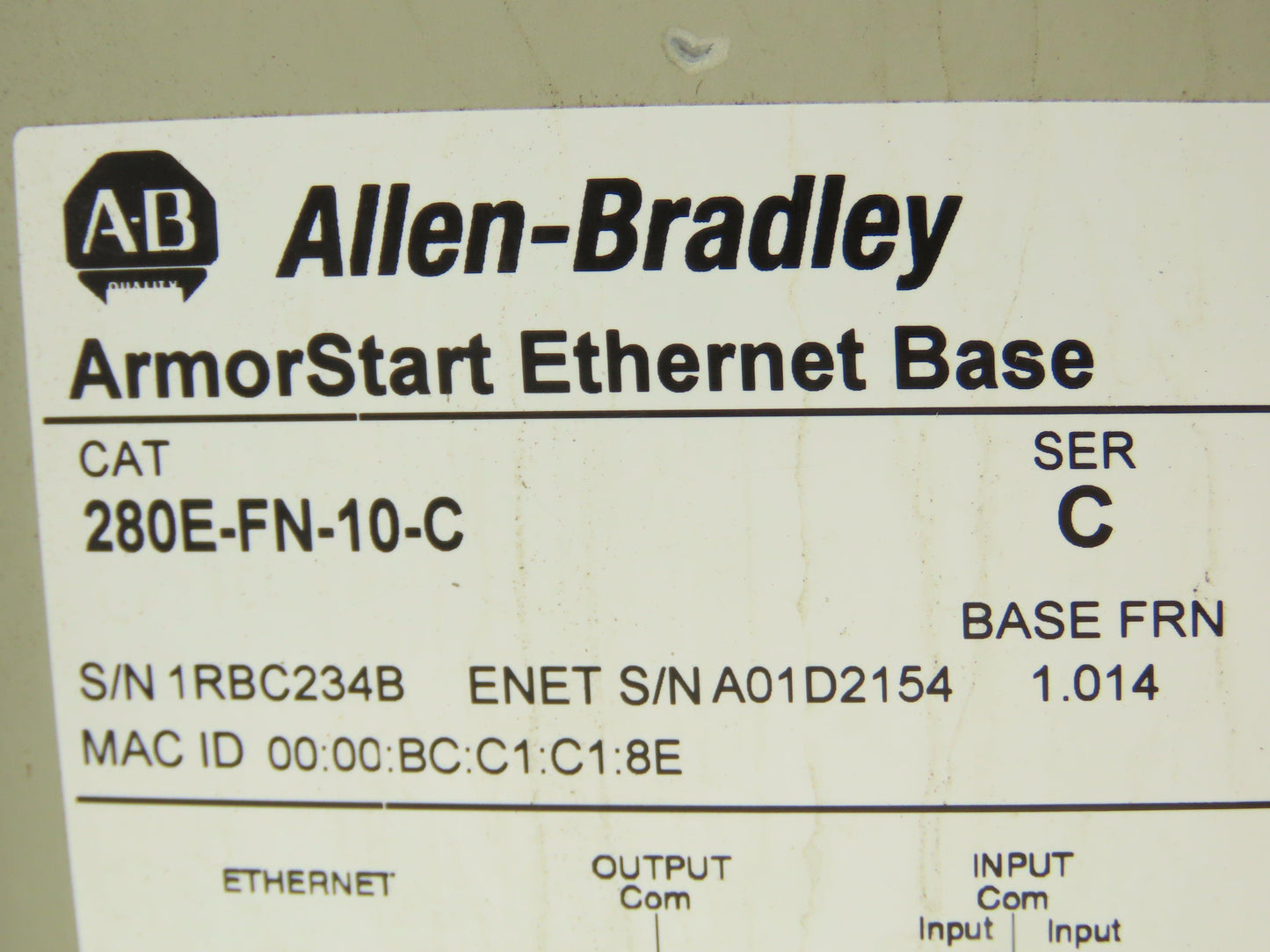 Allen Bradley 284E-FVD2P3Z-10-CR-3-EMI ArmorStart AC Drive 480V 1Hp VFD EtherNet