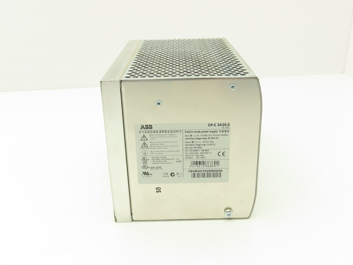 ABB CP-C 24/20.0 Switching Mode Power Supply 24VDC 20A Out 110-240VAC 1PH In