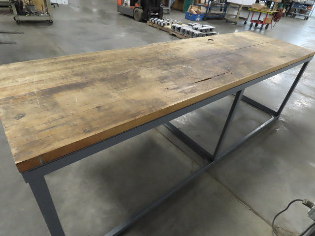 Wood Top Tool Bench Work Table 10' Long 36" Wide 38-1/2" High 1-3/4" Top