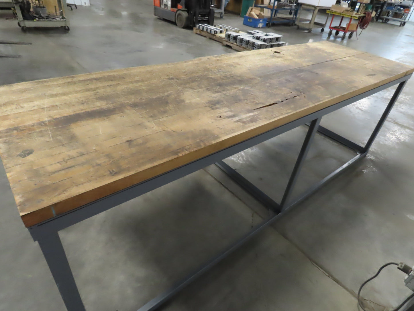 Wood Top Tool Bench Work Table 10' Long 36" Wide 38-1/2" High 1-3/4" Top