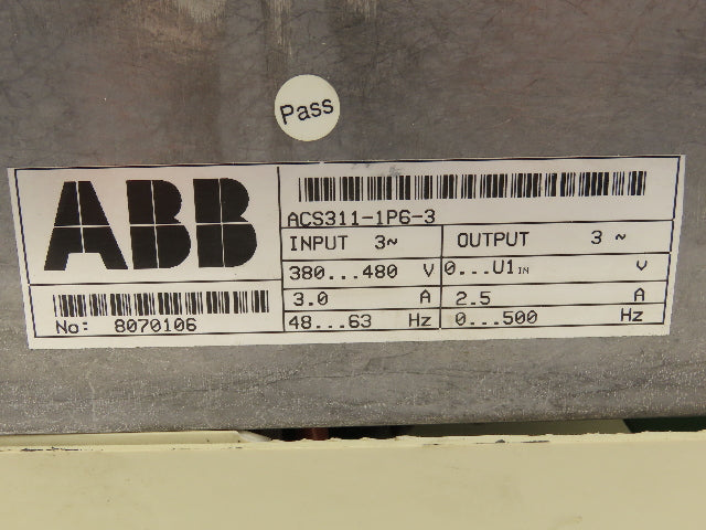 ABB ACS300 ACS311-1P6-3 Inverter Drive 480VAC 3PH 2.5A 0-500Hz