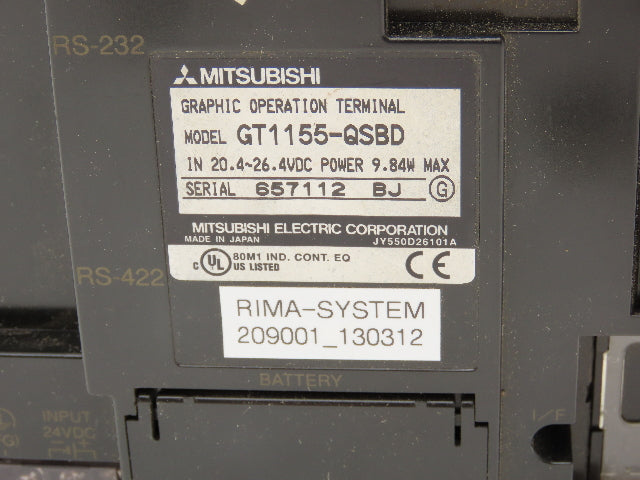Mitsubishi Electric GT1155-QSBD Graphic Operation Terminal Display HMI