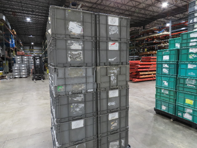 ORBIS Stakpak GRAY Stackable Plastic Tote Container Bin 24x22x14" Lot of 24
