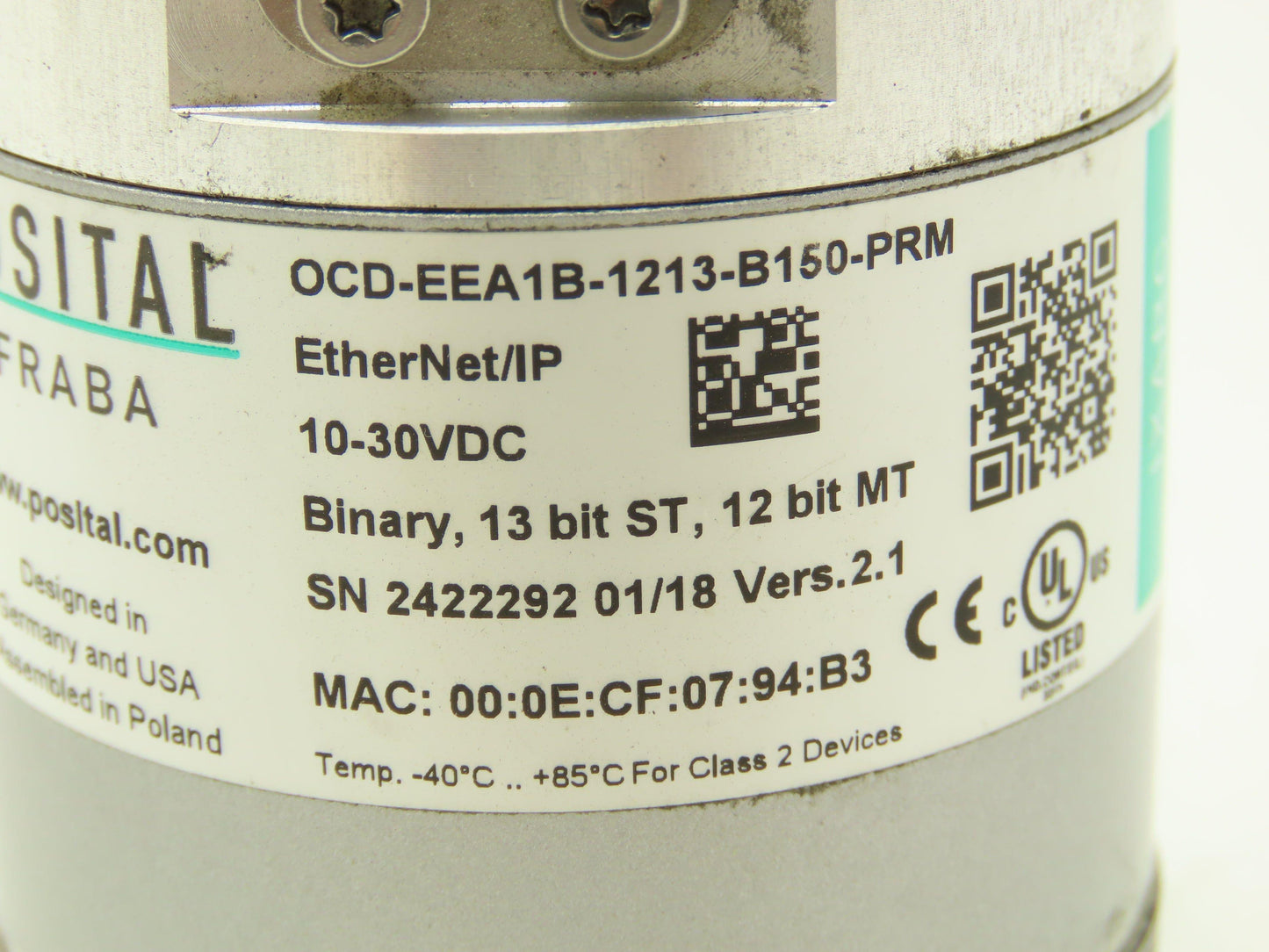 Posital Fraba OCD-EEA1B-1213-B150-PRM IXARC EtherNet/IP Rotary Encoder 13 Bit