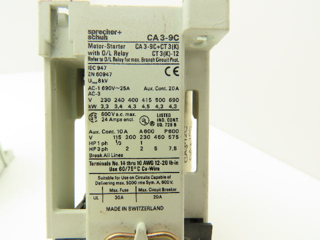 Sprecher + Schuh Motor Starter Contactor 24V Coil 460V 5Hp 25A 3ph Lot Of 6
