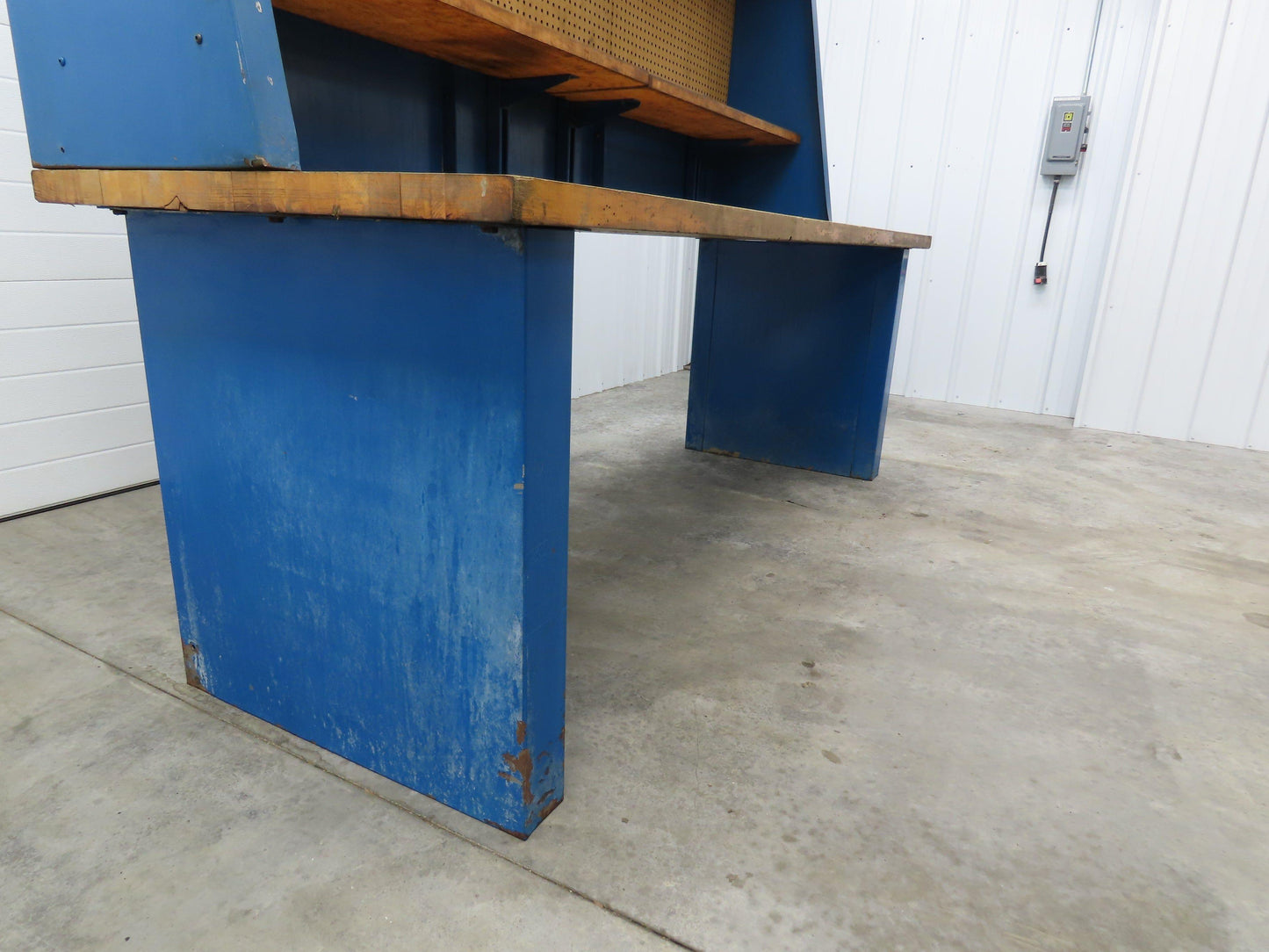 Butcher Block Top Lighted Work Bench Station Pegboard 96"W 34"D 34"H