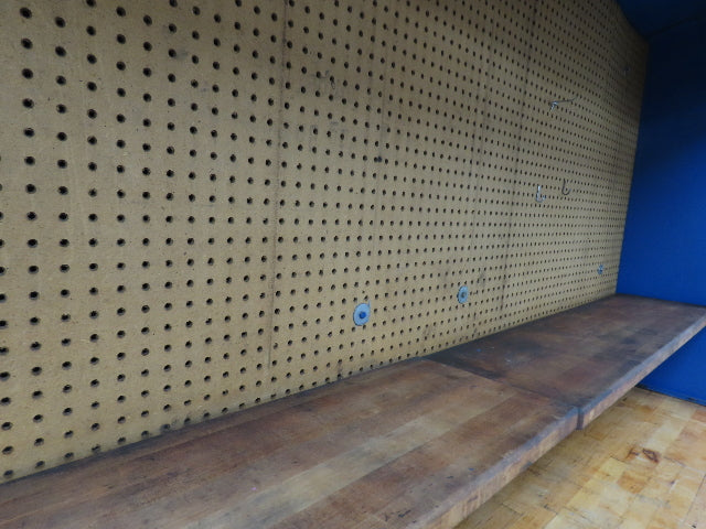 Butcher Block Top Lighted Work Bench Station Pegboard 96"W 34"D 34"H