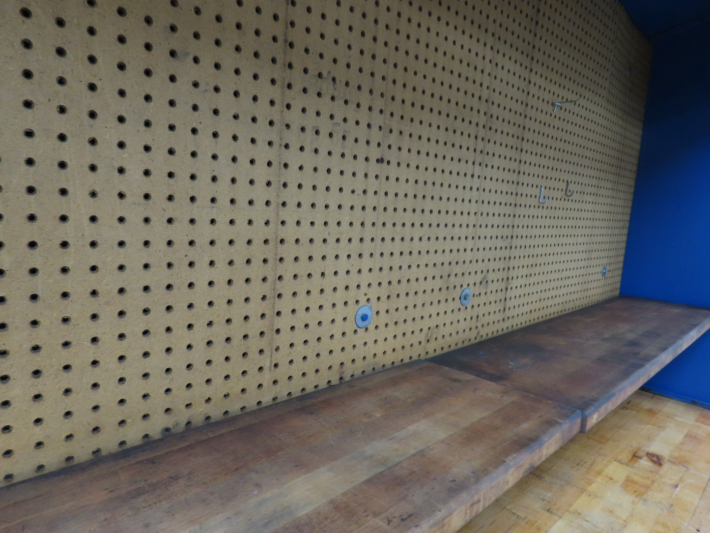 Butcher Block Top Lighted Work Bench Station Pegboard 96"W 34"D 34"H