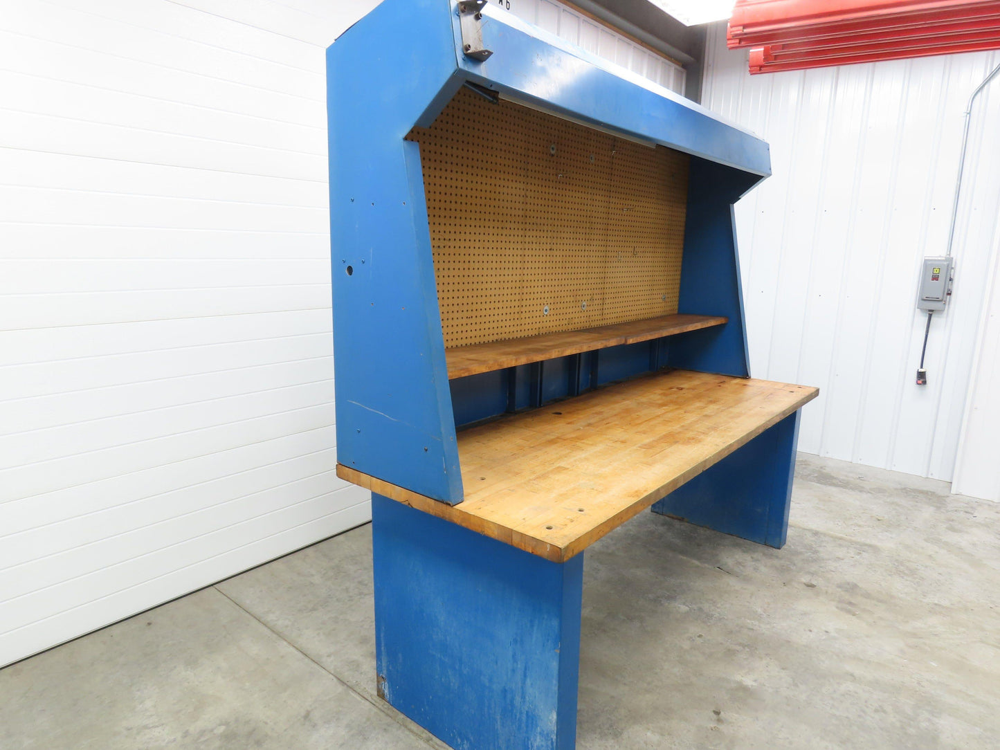 Butcher Block Top Lighted Work Bench Station Pegboard 96"W 34"D 34"H