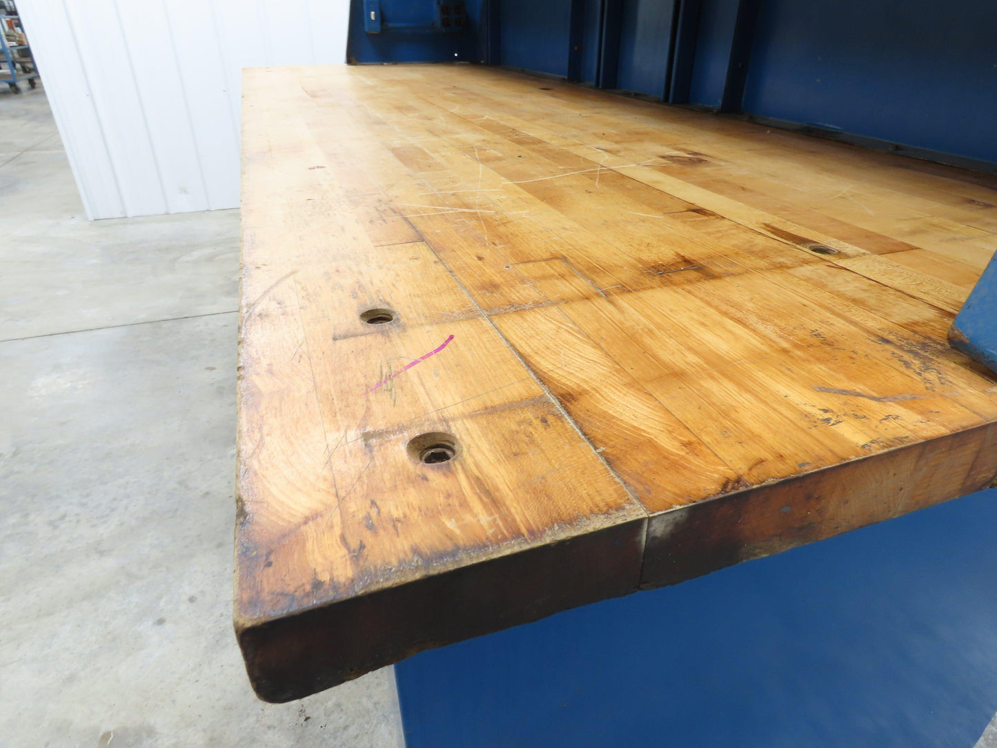 Butcher Block Top Lighted Work Bench Station Pegboard 96"W 34"D 34"H