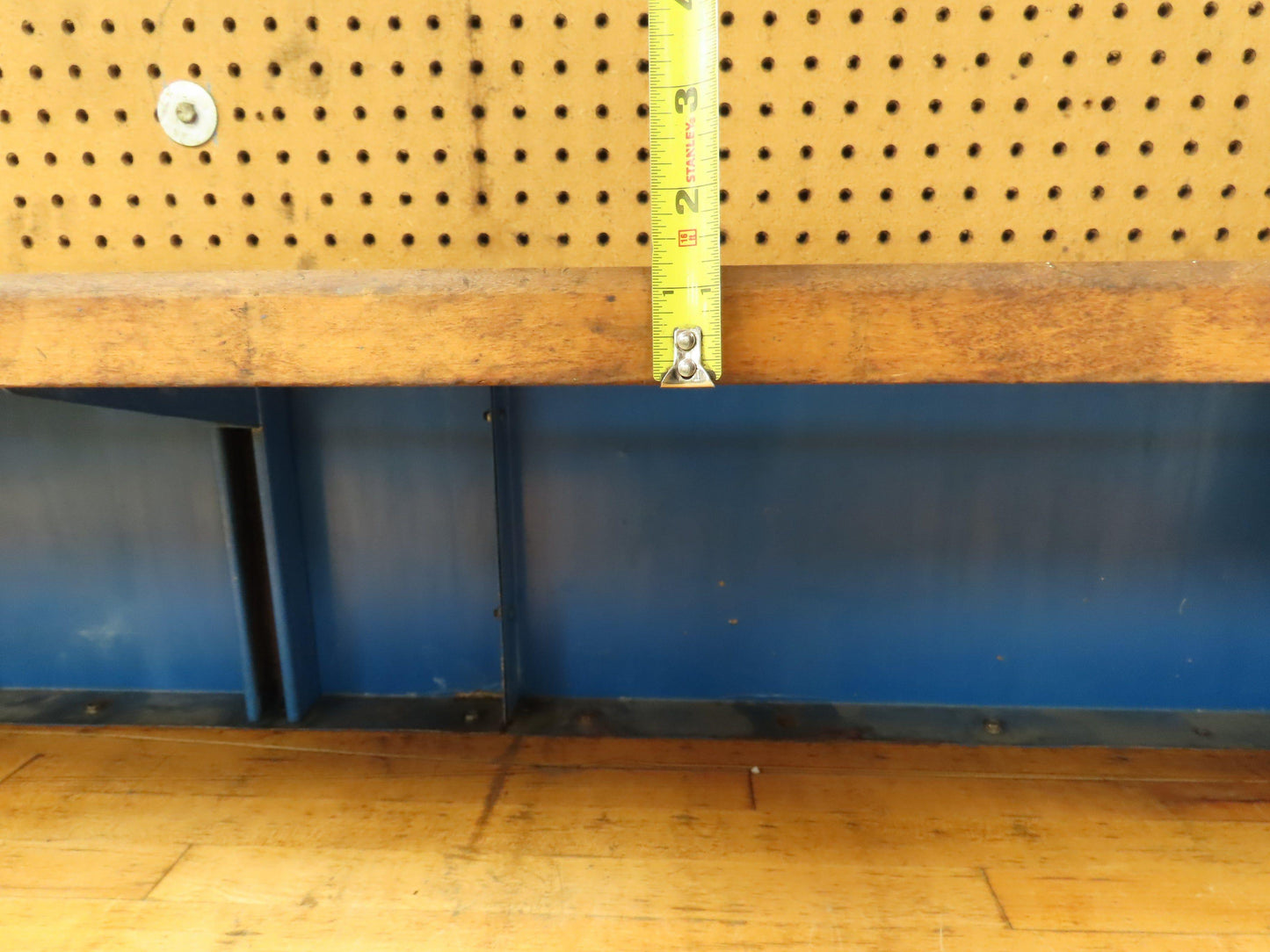 Butcher Block Top Lighted Work Bench Station Pegboard 96"W 34"D 34"H