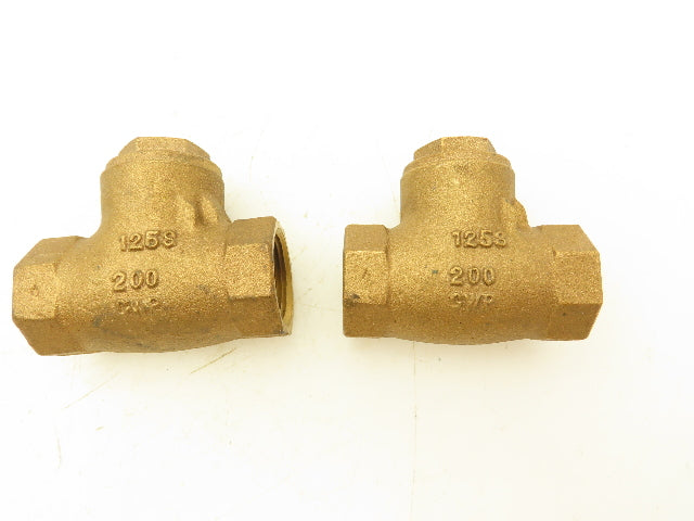 Nibco 1" FNPT Bronze Swing Check Valve T-Pattern Female Threaded Lot of 2
