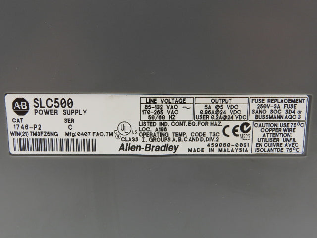 Allen Bradley 1746-A13 1746-P2 SLC 500 Power Supply 13-Slot I/O Chassis Rack