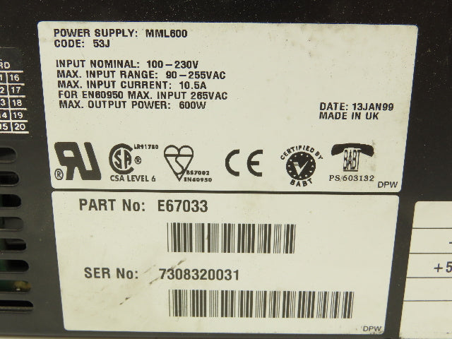 Omega MML600 Coutant Lambda Power Supply Unit 5/12/24/48VDC 600W Out Lot of 2