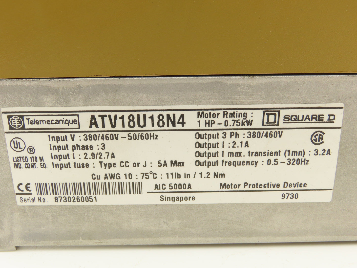 Square D Telemecanique ATV18U18N4 Variable AC Drive VFD 1Hp 460V 3PH Lot of 4