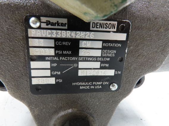 Parker PAVC33BR42W26 Hydraulic Variable Piston Pump 15 GPM 3000 PSI