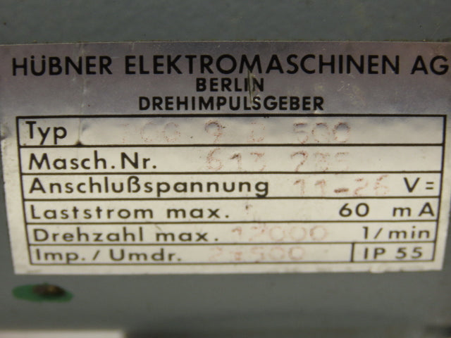 Hubner POG 9 D 500 Digital Tacho Incremental Encoder 12/24VDC 12k RPM