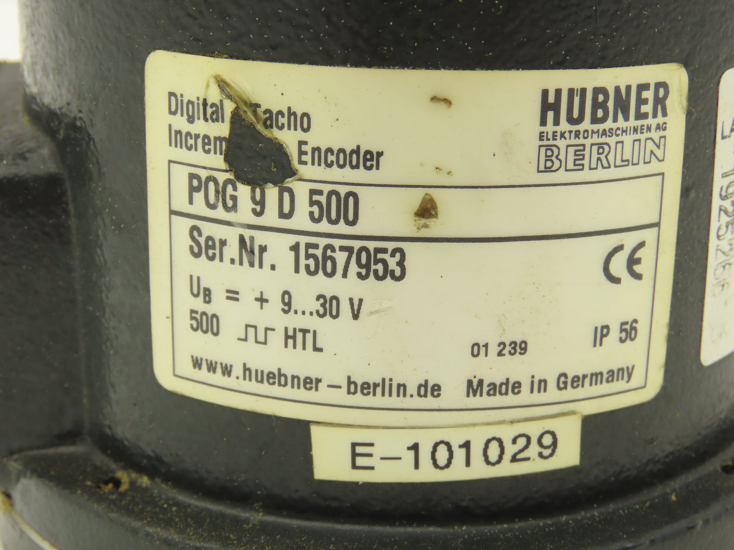 Hubner POG 9 D 500 Digital Tacho Incremental Encoder 12/24VDC 12k RPM