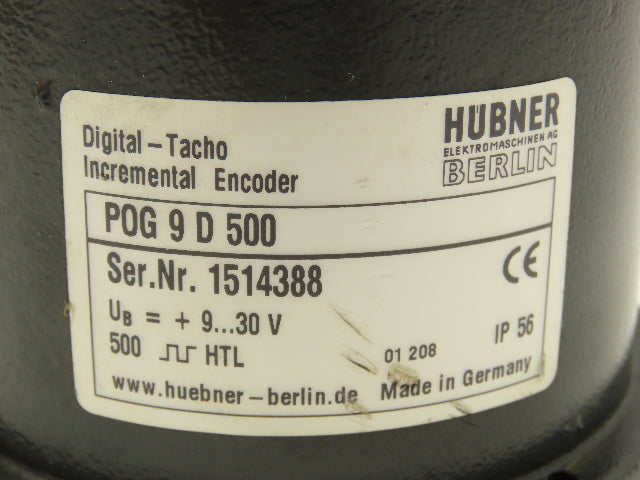 Hubner POG 9 D 500 Digital Tacho Incremental Encoder 12/24VDC 12k RPM