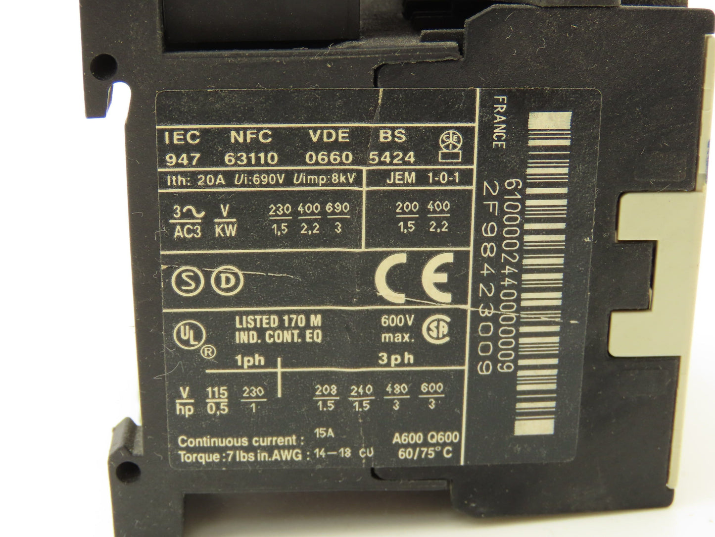 Telemecanique LP1K 0610 BD Contactor Starter Block 20A 600V 3PH 1NO Lot of 8