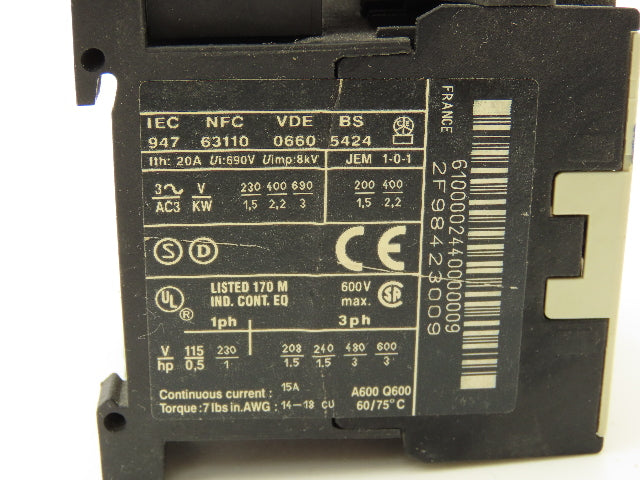 Telemecanique LP1K 0610 BD Contactor Starter Block 20A 600V 3PH 1NO Lot of 8