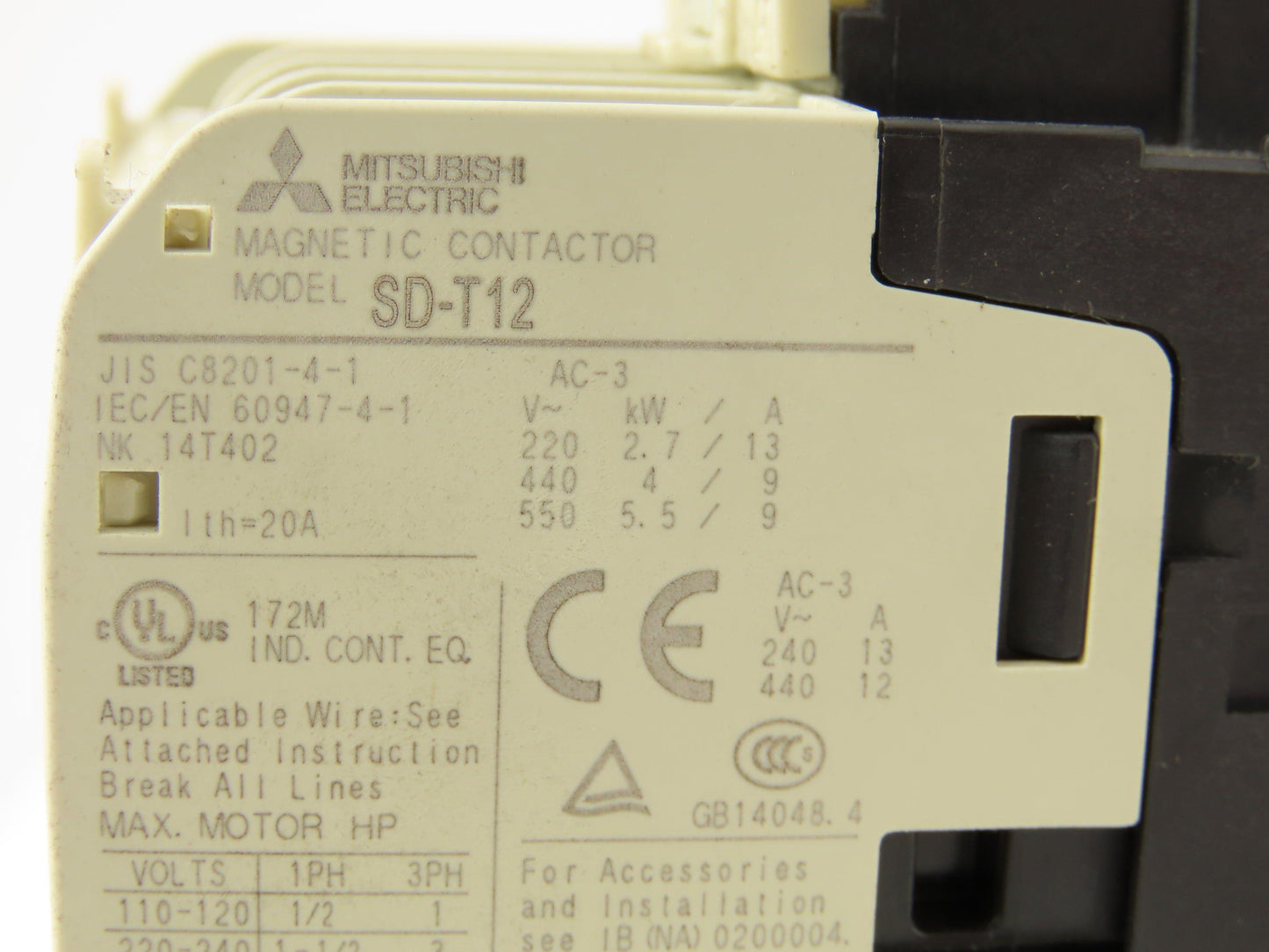 Mitsubishi MSOD-T12 SA SD-T12 Contactor Heater Overload Relay 7.5HP 13A Lot of 2