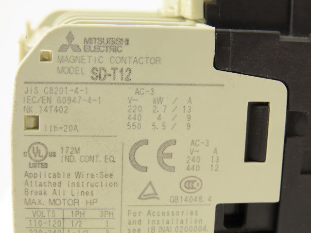 Mitsubishi MSOD-T12 SA SD-T12 Contactor Heater Overload Relay 7.5HP 13A Lot of 2