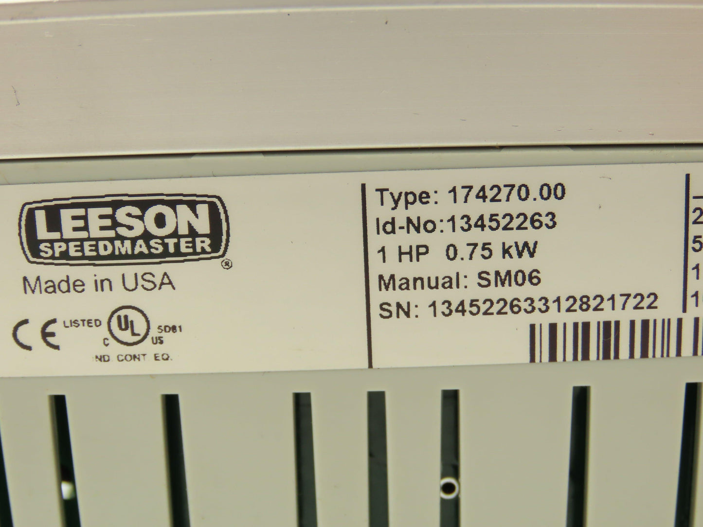 Leeson 174270.00 VFD Drive Input 1PH Output 3PH 4.2A 0-240Hz 1HP