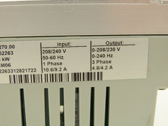 Leeson 174270.00 VFD Drive Input 1PH Output 3PH 4.2A 0-240Hz 1HP