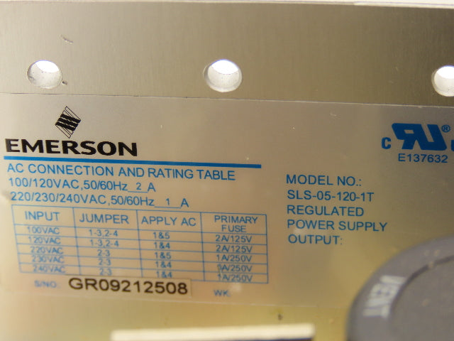 Emerson SLS-05-120-IT Sola Power Supply 5VDC 12A Output 120VAC 2A Input