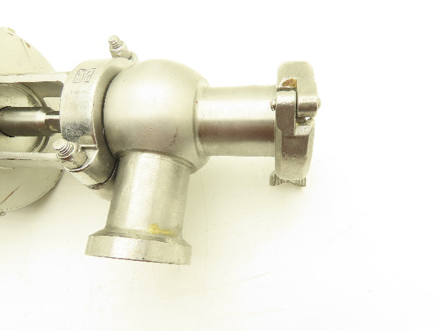 Tri Clover Alfa Laval 2" Stainless Sanitary Diverter Valve Pneumatic Actuated