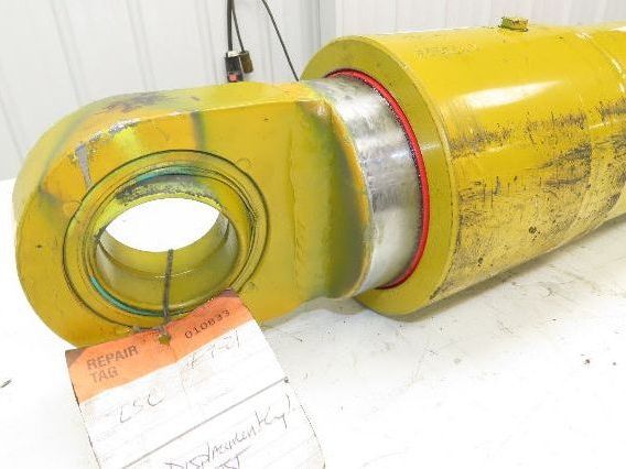 Welded Hydraulic Cylinder 5" Bore 16.65" Stroke Swivel Eye Mount Yellow