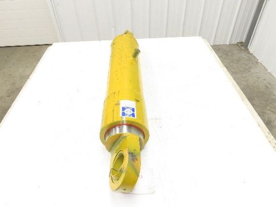 Welded Hydraulic Cylinder 5" Bore 16.65" Stroke Swivel Eye Mount Yellow