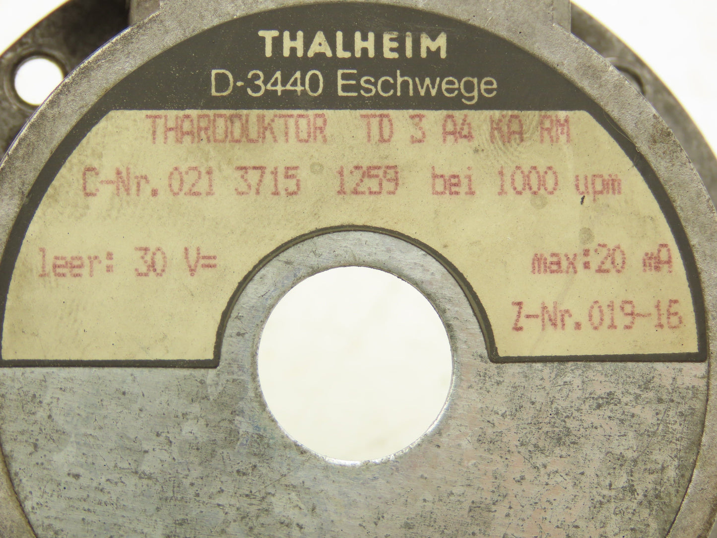 Thalheim TD 3 A4 KA RM Tachogenerator Tach Generator Encoder 30V 1000 Upm 20mA