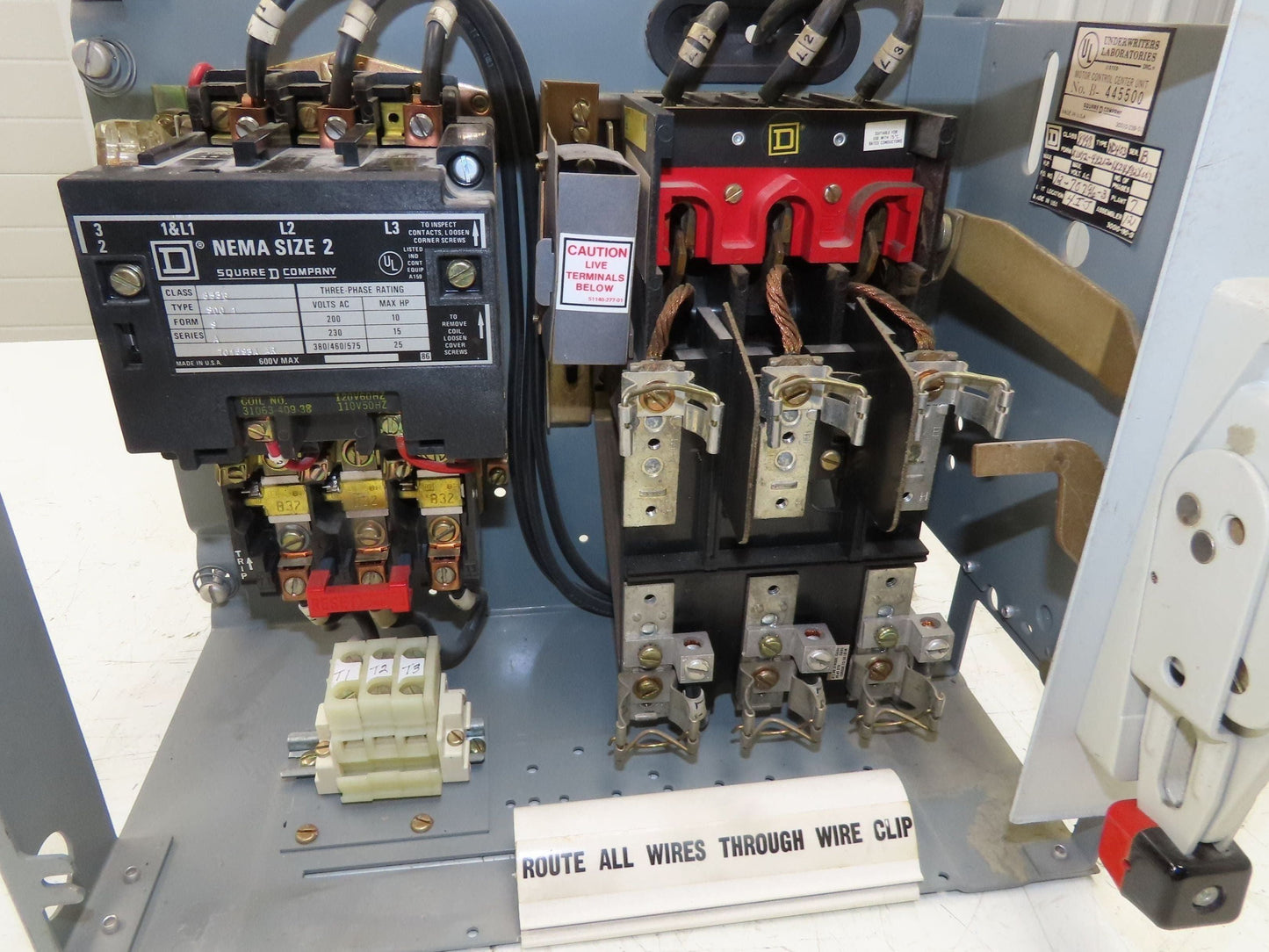 Square D 8998 MCC Bucket Motor Starter 25Hp Size 2 Fused Disconnect 3 Pole 600V