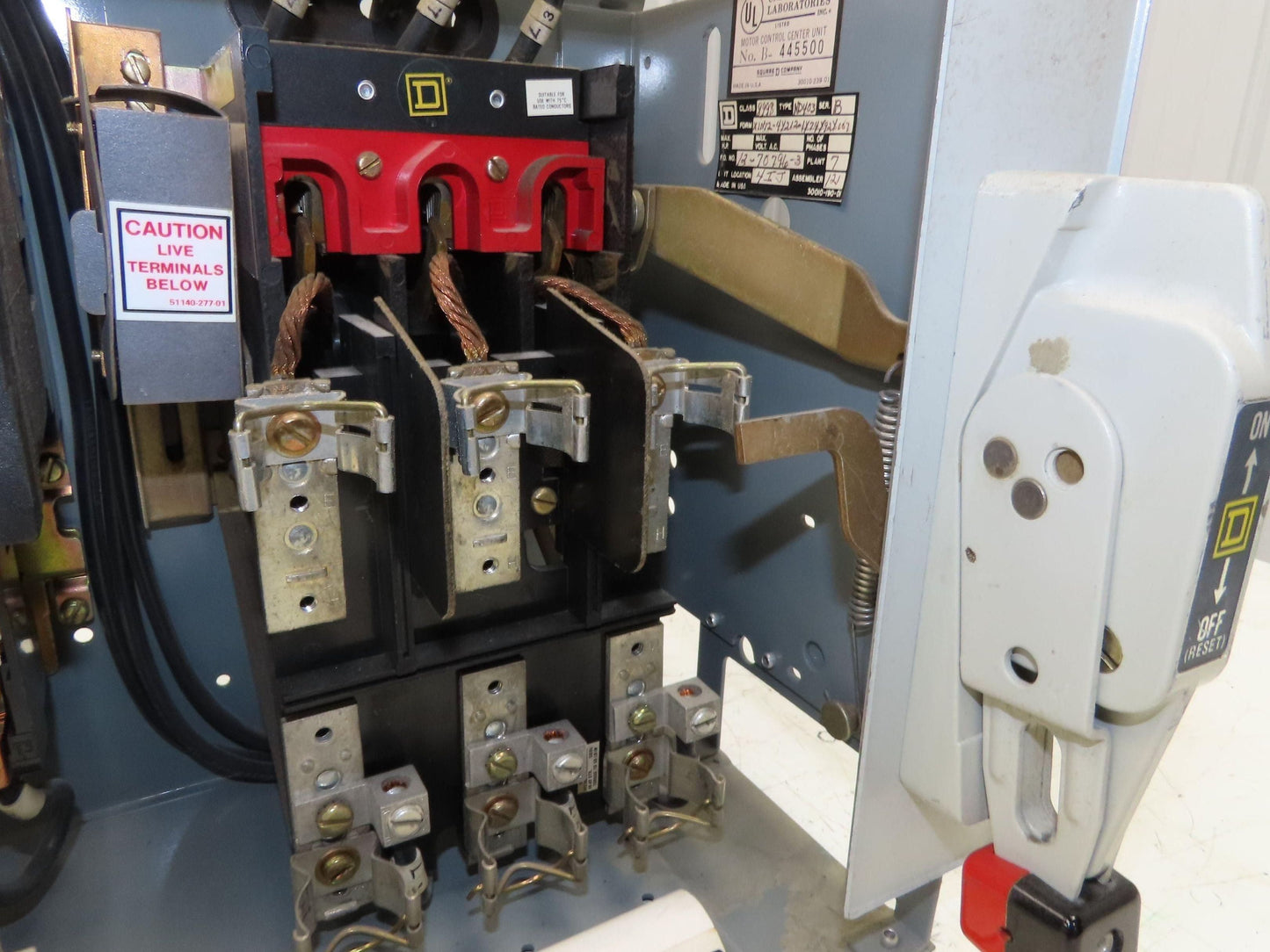 Square D 8998 MCC Bucket Motor Starter 25Hp Size 2 Fused Disconnect 3 Pole 600V