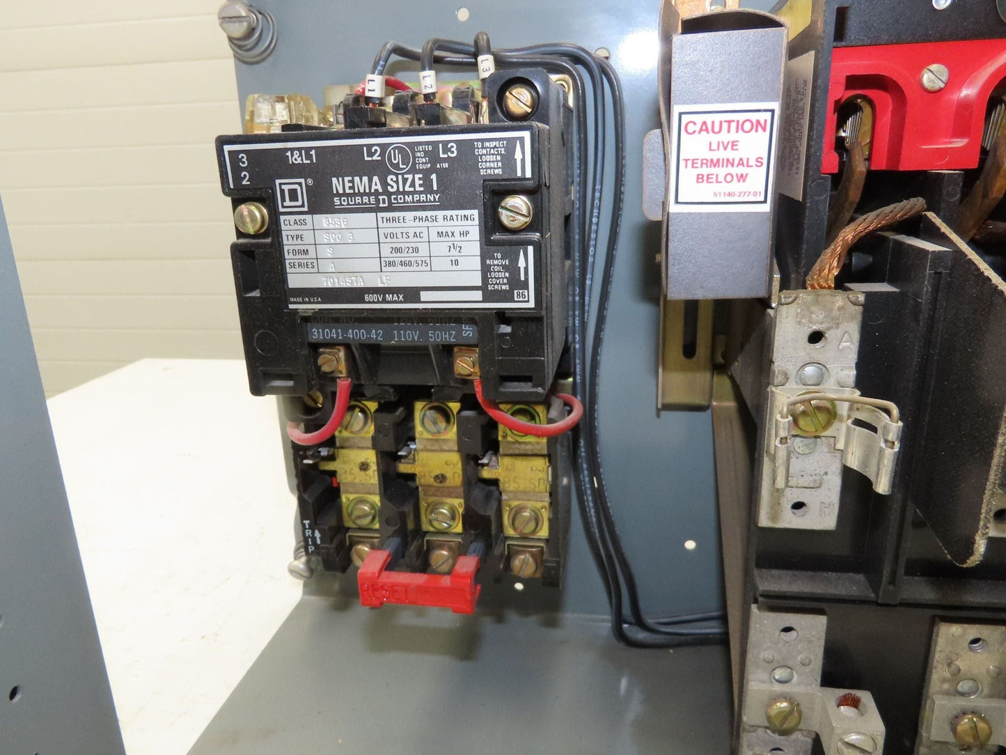 Square D 8998 MCC Bucket Motor Starter 10Hp Size 1 Fused Disconnect 3 Pole 600V