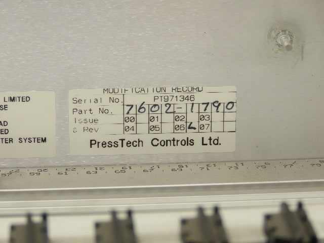 PressTech 7602-1790 Chassis Backplane Front Panel Driver Motrol Utility Boards