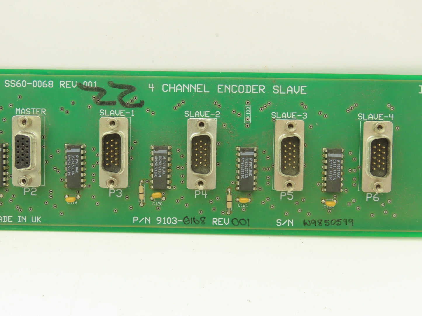 Allen Bradley 9103-0168 SS60-0068 Rev 001 4 Channel Encoder Slave Circuit Board