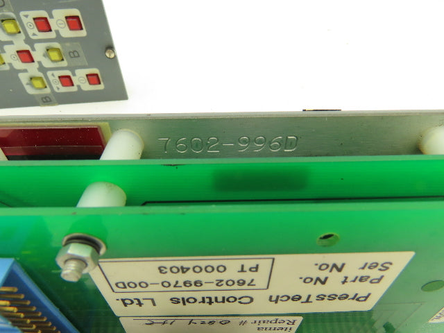 PressTech Controls 7602-9970-00D 7602-996D Control Display Panel Lot of 3