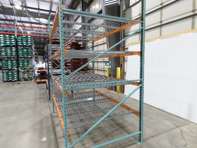 Teardrop Pallet Rack 4 Shelf 10' x 60" Upright 96" Shelf 46" Wire Deck Shop