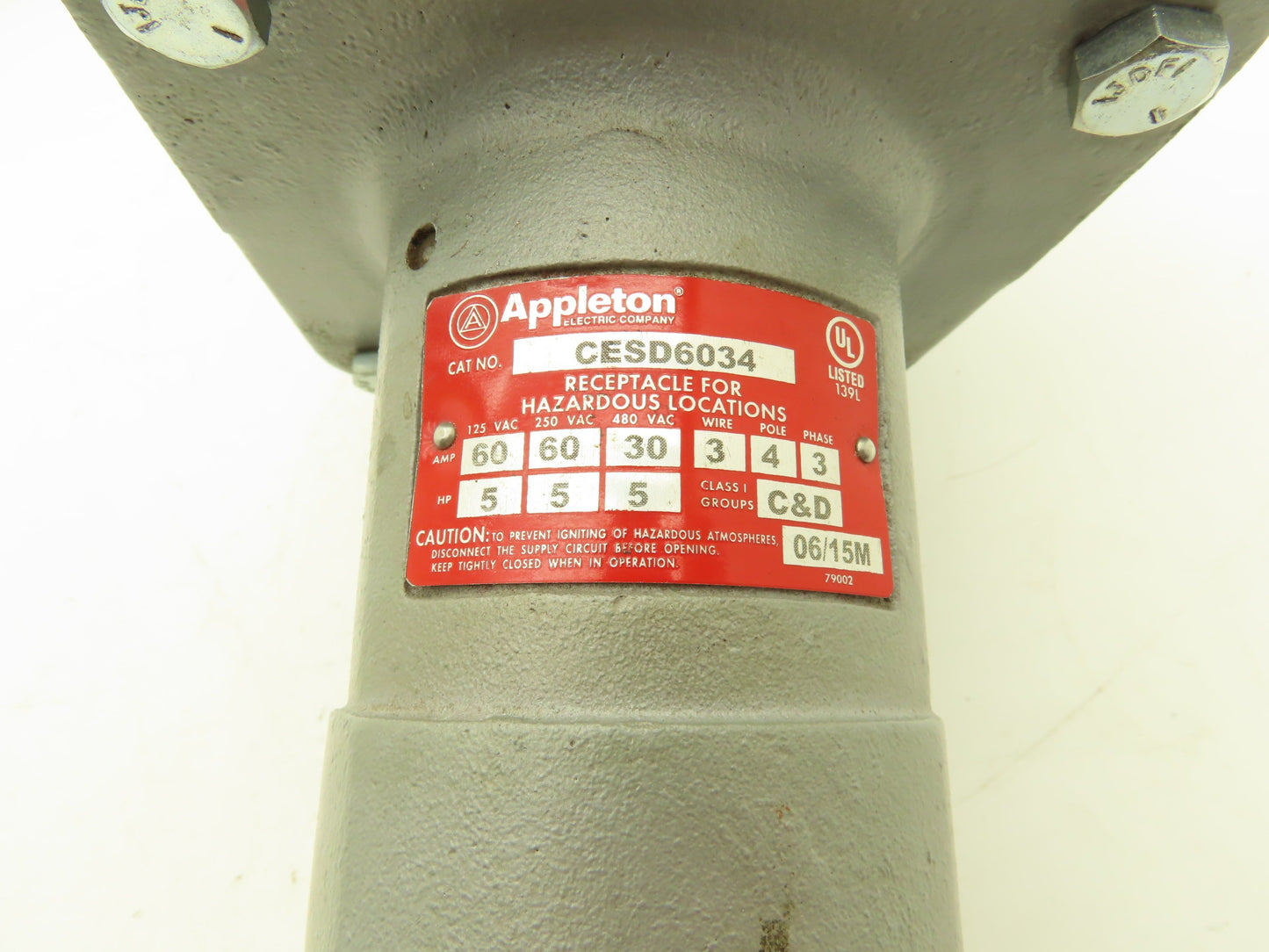 Appleton CESD-6034 Explosion-Proof Locking Receptacle 30/60A 240/480V 3PH 3W 4P
