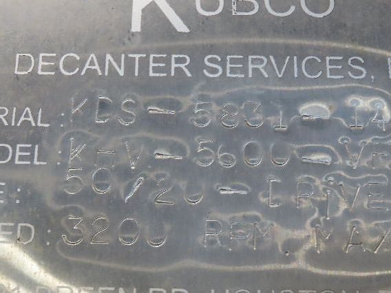 Kubco KHV-5600-VFD Centrifuge 14" Bowl 36" Long 10" Drum Ink Shot Separator