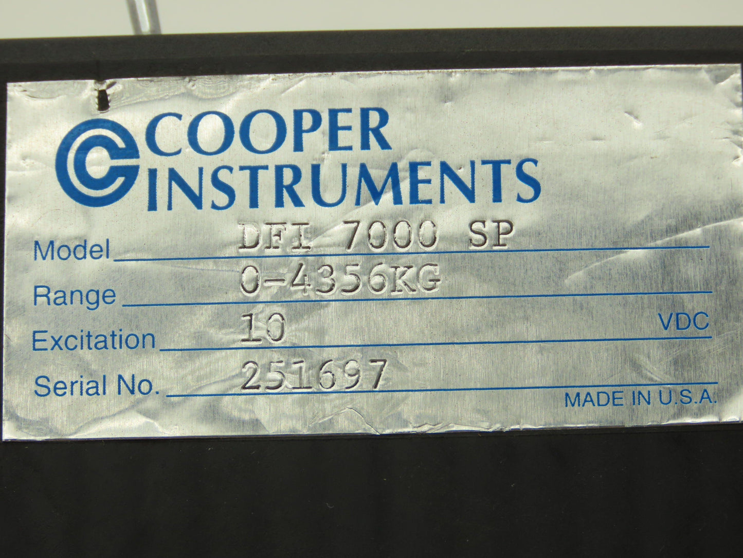 Cooper Instruments DFI 7000 SP Scale Display 0-4356 kg. 10VDC Excitation