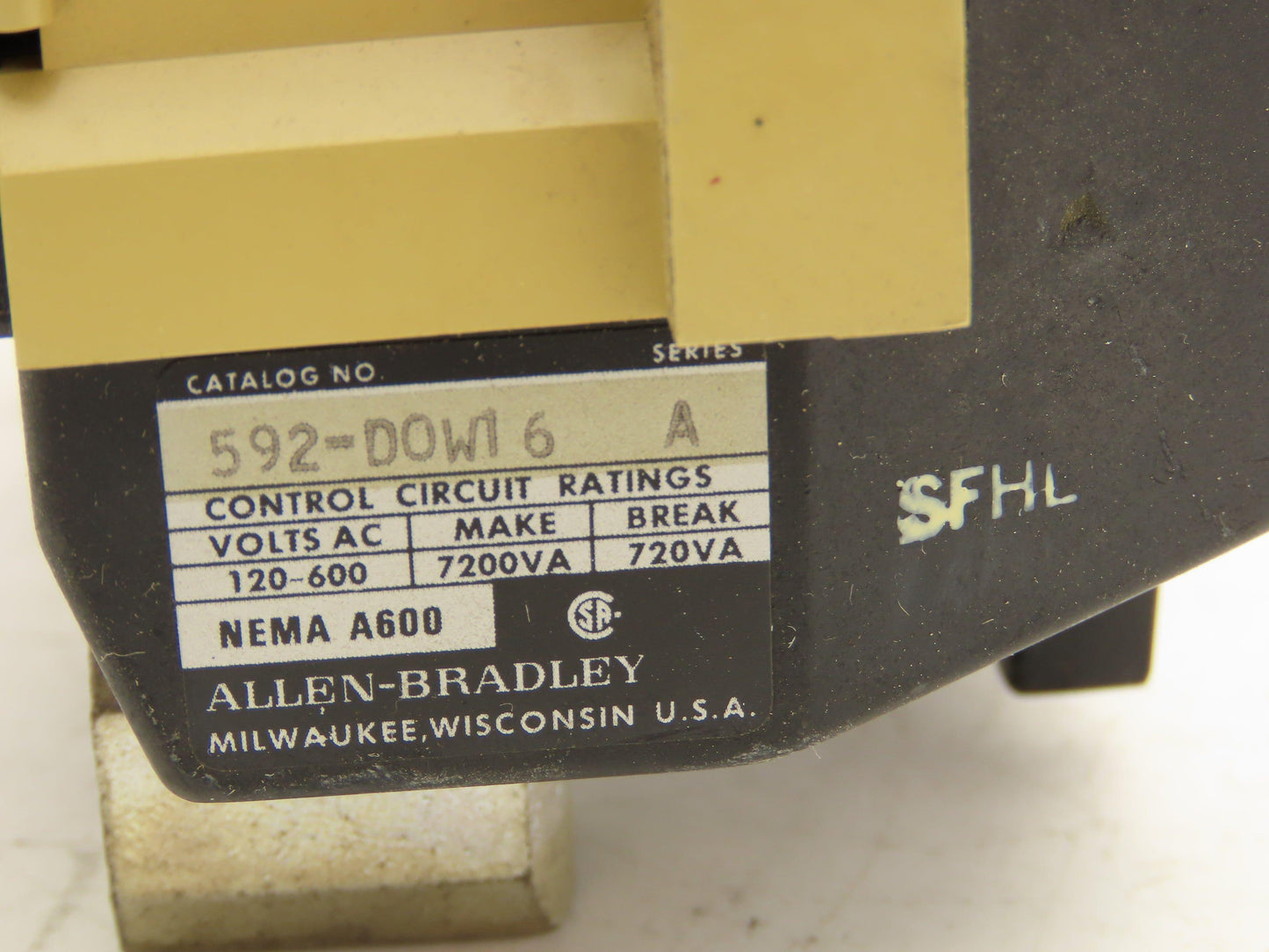 Allen Bradley 592-DOW16 Motor Starter Overload Relay 600VAC 62A 3Ph A600 Ser A