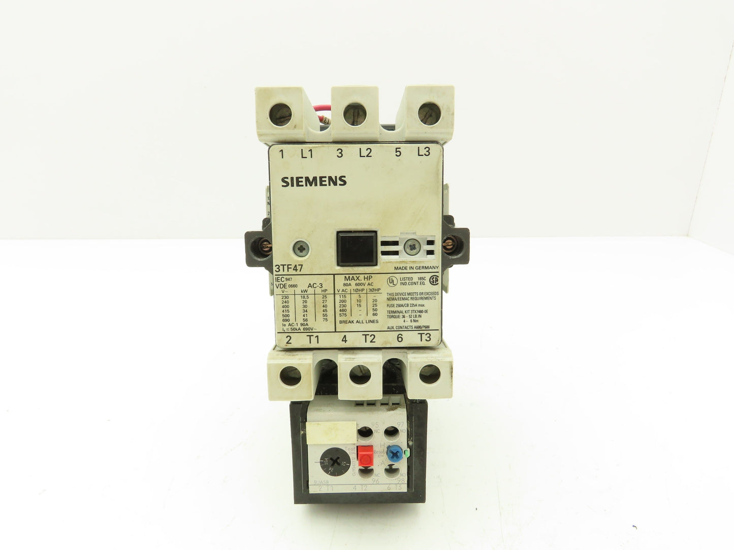 Siemens 3TF4711-0AK6 Motor Starter IEC Contactor 80A 3-Pole 600V 3PH 120V Coil