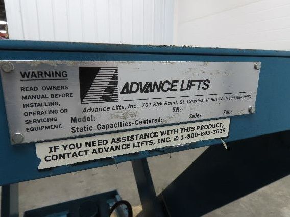 Advance Lifts P-2536-Z 2500lbs Hydraulic Scissor Lift 48x48" Top 480V 36" Travel