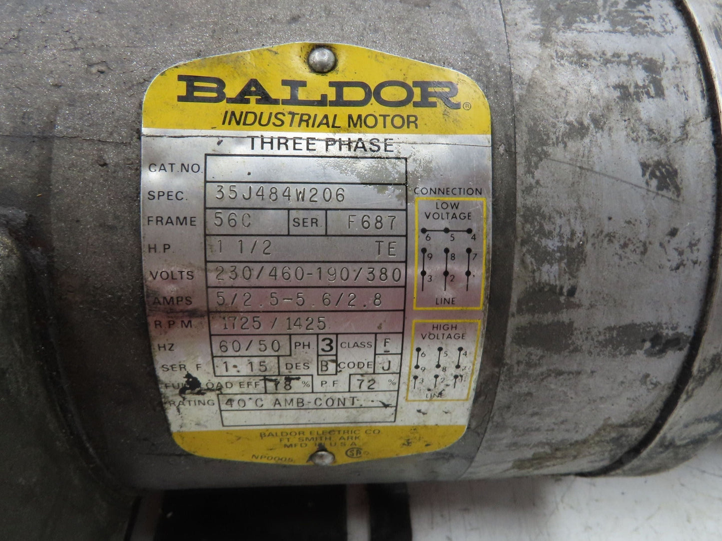 Webster Electric Baldor Hydraulic Pump 1.5HP 1725 RPM 3/4" NPT
