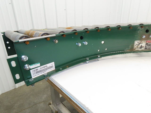 Roach 90° Curve Accumulation Roller Conveyor 18"W 16"BF V-Belt Slave Drive